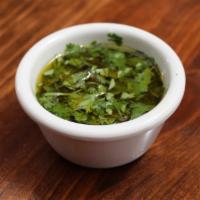 Chimichurri · Bright and vibrant with fresh herbs, lemon, garlic, and extra virgin olive oil