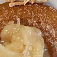 Granny’S Apple Pie · Cinnamon Sugared Donut, Hot Apples, Caramel Drizzle