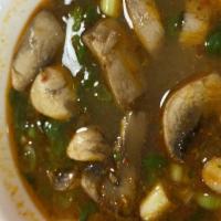 Tom Yum (Hot & Sour) · Hot and sour. A very popular traditional soup. Lemongrass-based soup with galangal, mushroom...