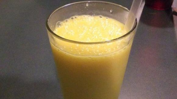 Mango Lassi · Homemade Mango drink with ice, sugar, and yogurt.