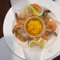 Steamed Shrimp · Jumbo shrimp steamed to perfection served with cocktail sauce and melted butter. 

Consumpti...