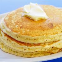 Pancake Platter · Two pancakes, two eggs, bacon or sausage link or patties or ham.

*Consuming raw or undercoo...
