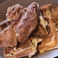 Chicken & Waffle · Our fried chicken breast sandwiched between two of our gluten free waffles, topped with pick...