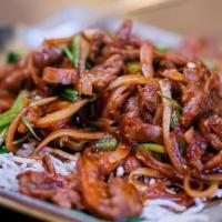 Mongolian Chicken Or Pork · Spicy.