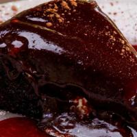 Half Chocolate Brownie Torte · brownie base, chocolate ganache, toasted marshmallow