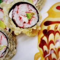 Bonsai Roll · Six pieces. Fried roll. Raw. Yellowtail, cream cheese, crab and avocado wrapped in seaweed w...