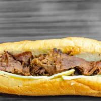 Philly Cheesesteak Sandwich · Seasoned beef comes with your choice of banana pepper, mushroom, green peppers, onions and j...