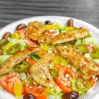 Chicken Salad · Grilled chicken served with your choice of fresh lettuce, tomatoes, onions, cucumbers or tab...