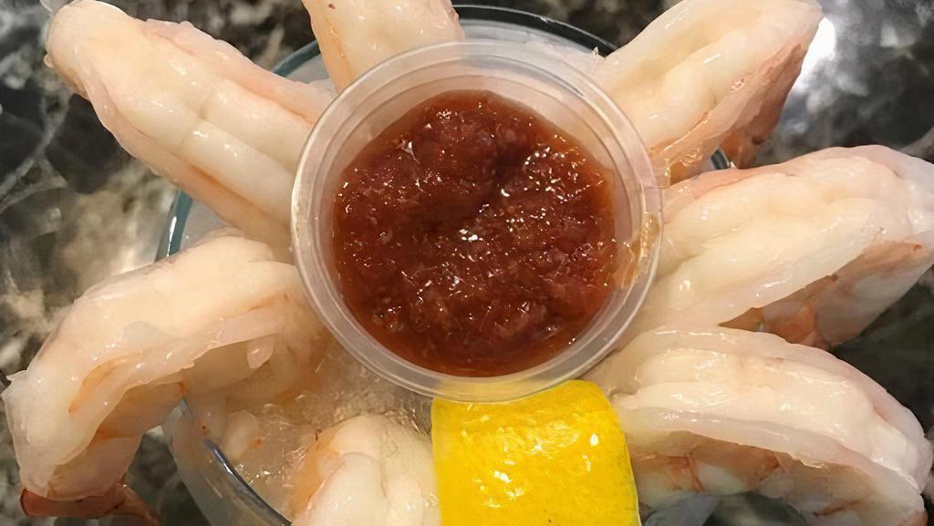 Shrimp Cocktail · Peeled and deveined, large or jumbo shrimp (depends on the harvest), shrimp, served with our house made cocktail sauce and a lemon. Number of shrimp varies with market price.
