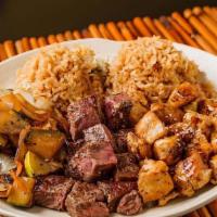 Steak & Chicken · Combinations include fried rice, sweet carrots and four oz of shrimp sauce.