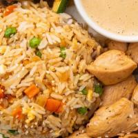 Hibachi Chicken With Mushrooms · Entrées include fried rice, sweet carrots, and four oz of shrimp sauce.
 This item can be co...