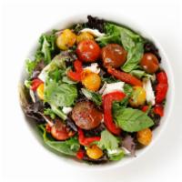 Caprese · Our Tuscan blend topped with fresh mozzarella, roasted heirloom tomato, roasted red pepper a...