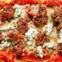 Meatball Ricotta · Our world-famous meatball, ricotta, Parmesan, mozzarella, provolone, and our authentic pizza...
