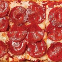 Pepperoni · Pepperoni, mozzarella, provolone and our authentic pizza sauce.
