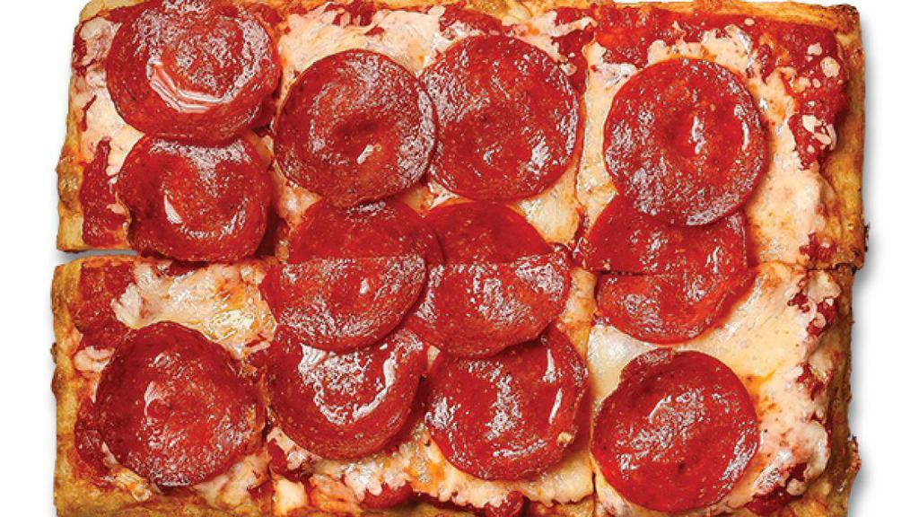 Pepperoni · Pepperoni, mozzarella, provolone and our authentic pizza sauce.