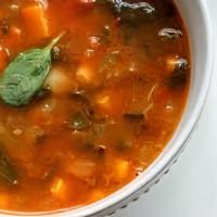 Lentil  Soup · Ingredients: water, lentils, celery, tomato paste, spinach.