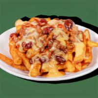 Loaded Fries - Signature Loaded Fries - Chili Cheese · Contains: Chili, Cheddar Cheese Sauce