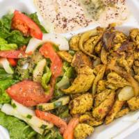 Shawarma · Mona's most popular. Your choice of chicken or beef. All dinners are served with salad, humu...