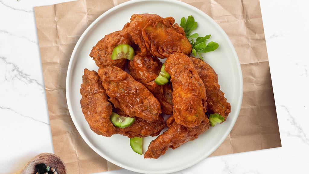 Hot Wings · Classic bone-in or boneless wings oven-baked, cooked to order perfectly crisp, tossed in our house made hot sauce.