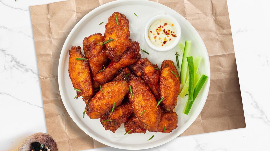 Plain Wings · Classic bone-in or boneless or boneless wings oven-baked, cooked to order perfectly crisp.