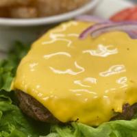 Black Angus Cheeseburger · Black Angus Burger Topped with American Cheese, Lettuce, Tomato & Red Onion.