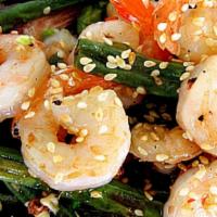 Shrimp W. Mixed Vegetables (Large) · Served with white rice.