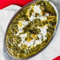 Palak Paneer · Chopped spinach cooked with our own homemade cheese, herbs, and spices.