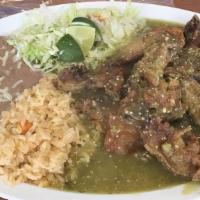 Cornish Hen / Codorniz Frita · Fried with green or red sauce. Plates served with rice, beans, corn or flour tortillas, and ...