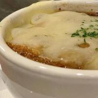 French Onion Soup - Bowl · Housemade french onion soup, large crouton, melted swiss
