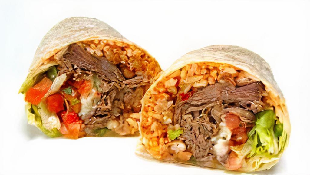 Burritos · Come with rice mixed with red beans, pico de gallo and cheese with our choice of meat, wrap on 12