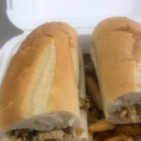 Philly Chicken & Fries · What comes on the Philly Chicken-
Onions, Mushrooms, Green peppers, White American cheese, a...