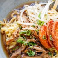 Mushroom Ramen · Mushrooms, sweet potato, bean sprouts, ramen noodles, house-made vegetable broth.