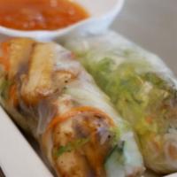 Spring Rolls (Goi Cuon) · Steamed rice paper roll, your choice of filling, vermicelli, and mint.