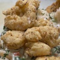 Loaded Shrimp Potatoe · Southern Fried Catfish, Shrimp Sauce and Fried Shrimp