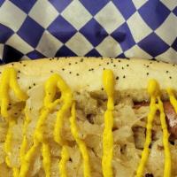 Kraut Dog · all beef hot dog covered in sauerkraut, mustard, and celery salt