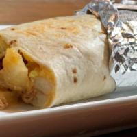 Breakfast Burritos · Soft flour tortilla wrapped with beans, cheese, eggs and your meat preference.