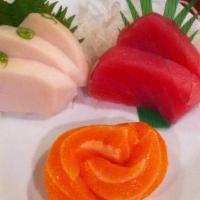 Sashimi Appetizer · Seven pieces of tuna, salmon and white fish.
