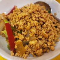 Basil Chicken · Spicy. Thailand's street dish; ground chicken, onion, fresh chili, garlic, & basil served wi...