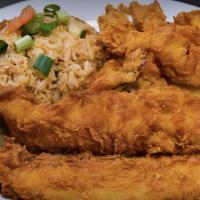 Chicken & Shrimp Plate · 5pc Chicken 4pc Louisiana Shrimp served with our Signature Shrimp Fried Rice.