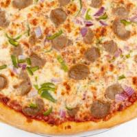 18” Sausage & Peppers · sliced sausage, green pepper, red onion