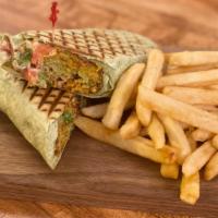 The Green Mamba Wrap · Spicy Falafel, lettuce, tomatoes, garlic sauce, hummus, pickles and our secret sauce wrapped...