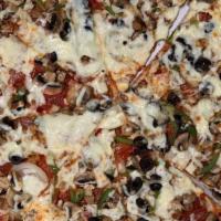 Napoli'S Pizza · Pepperoni, sausage, beef, green pepper, onion, mushrooms, black olives, garlic, and extra ch...