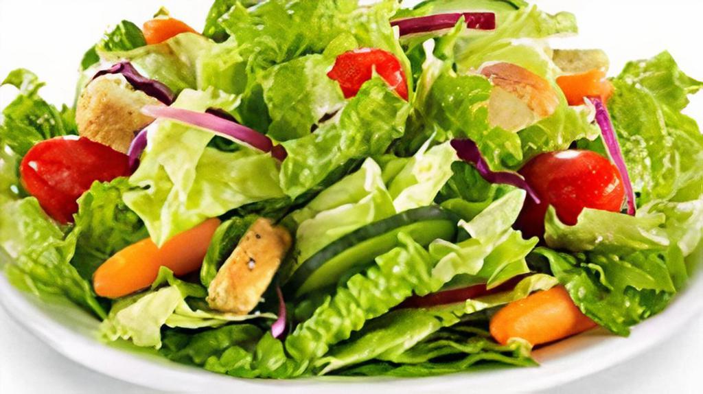 House Salad · Lettuce, tomato, onion, cucumber, green pepper with 2 dressings.