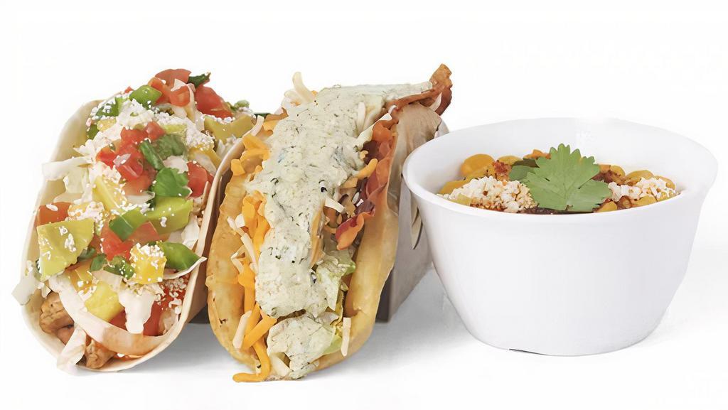 2 Taco Mix & Match · Pick any 2 tacos and your choice of 1 house-made side. Price varies based on taco selection.