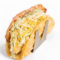 Chicken Bacon Ranch · Grilled chicken, bacon, poblano ranch, lettuce, Cheddar-Jack cheese on our puffy flour torti...