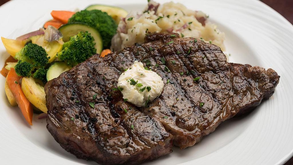 Top Sirloin · Certified Angus Beef ® sirloin, garlic mashed potatoes, seasonal vegetables. This item can be prepared gluten free.