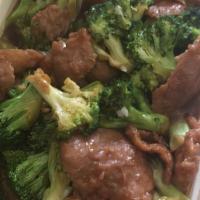 Beef W. Broccoli · Served with white rice.