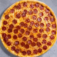 Pepperoni Pizza · Pepperoni and mozzarella cheese baked on a hand-tossed dough