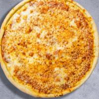 Cheese Pizza · Fresh tomato sauce, shredded mozzarella and extra-virgin olive oil baked on a hand-tossed do...