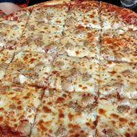 Sausage Pizza · Italian sausage, mozzarella, marinara, chopped garlic, fresh basil, and extra virgin olive o...